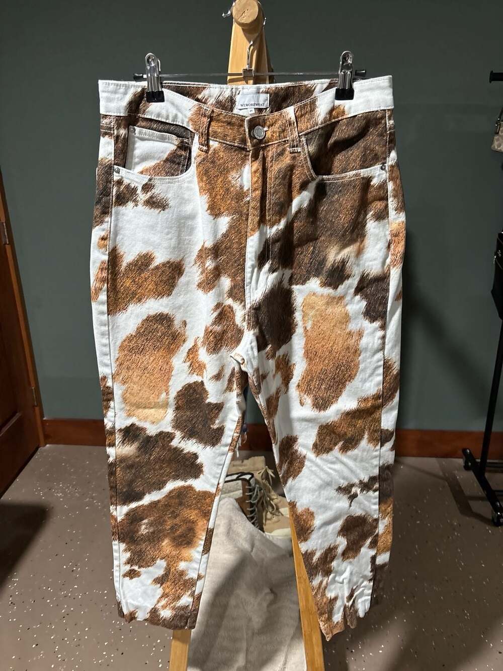 WeWoreWhat Cow Print High Rise Jeans Size 29